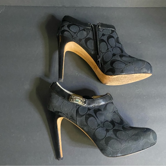 Coach Black Patterned Heeled Boots - Picture 3 of 8